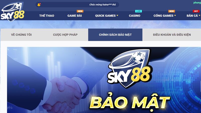 Chính sách bảo mật Sky88