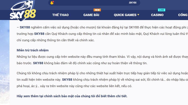 Lợi ích khi được miễn trừ tại sky88